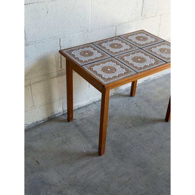 Wood Vintage Danish Modern Teak Tile Top Side Table Mid Century Scandinavian End Accent Table For Sale - Image 7 of 9