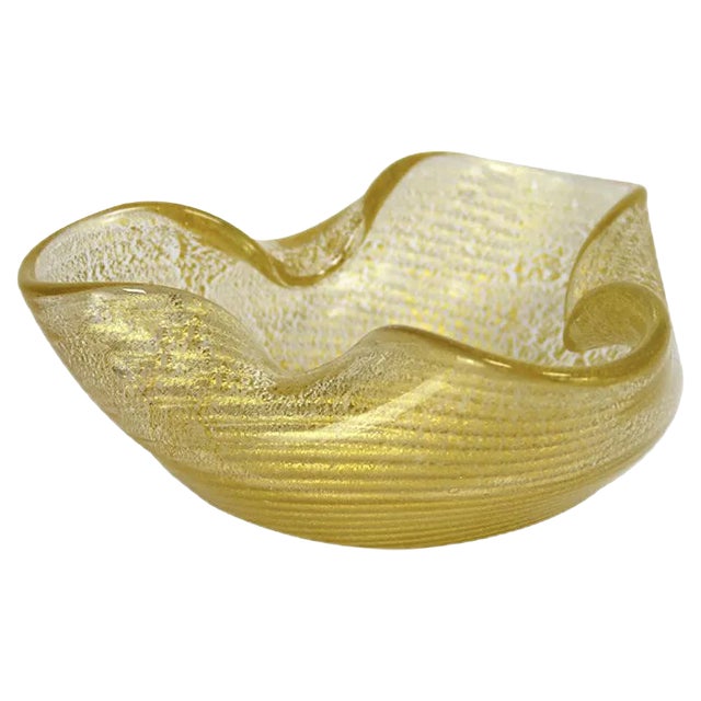 Vide-Poche or Ashtray in Murano Glass with Gold Powder from Barovier & Toso For Sale