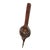 Antique French Country Brown Leather Bellow With Long Handle Wall Decor For Sale