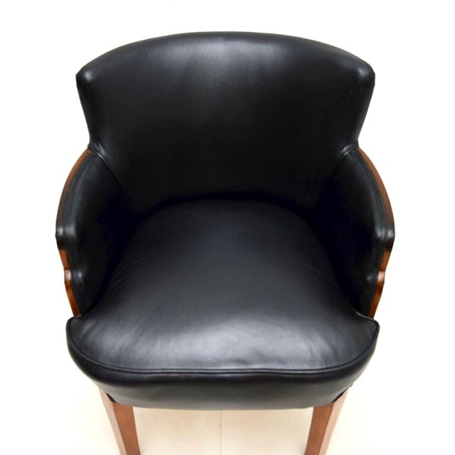 Art Deco Chair in Walnut and Leather, 1930s For Sale - Image 6 of 9