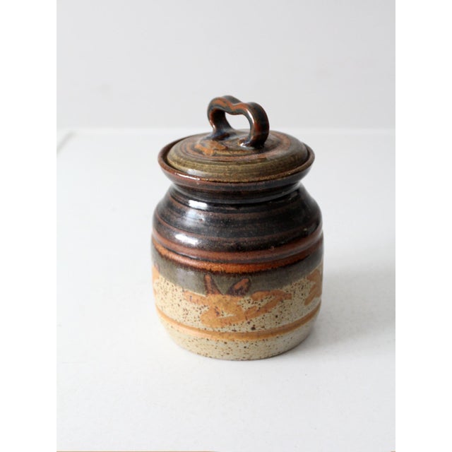 Brown Vintage Studio Pottery Jar For Sale - Image 8 of 10
