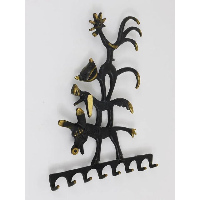 Brass Animal Key Hanger by Walter Bosse for Hertha Baller, Austria, 1950s For Sale - Image 4 of 9