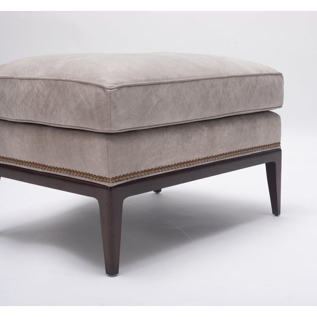 Lavender Birch Leather Wing Chair and Ottoman For Sale - Image 15 of 15