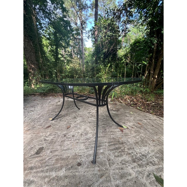 Mediterranean Mid 20th Century Francois Carre Restored Patio Dining Table With New Glass Insert, Attributed For Sale - Image 3 of 4