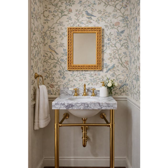 Petit rattan bamboo regency palm beach mirror perfect for small spaces powder room etc 17 inches wide 20 inches tall