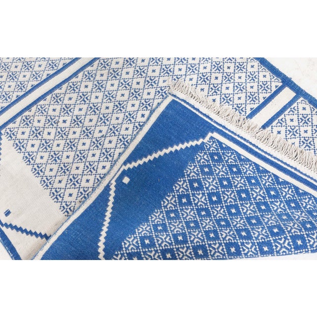 Vintage 1940s Indian Cotton Double-Sided Runner Size: 3'5" × 19'6" (104 × 594 cm) A striking example of mid-20th century...