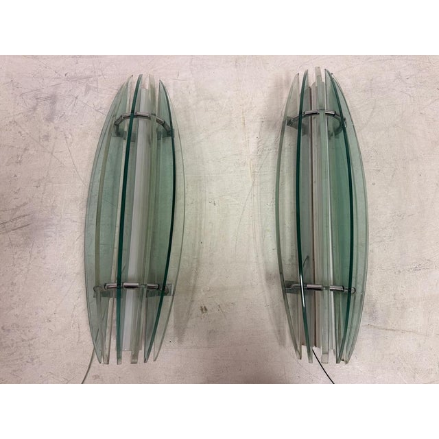 Large Mid-Century Modern Italian Glass Wall Sconces by Veca, 1960s, Set of 2 For Sale - Image 6 of 9