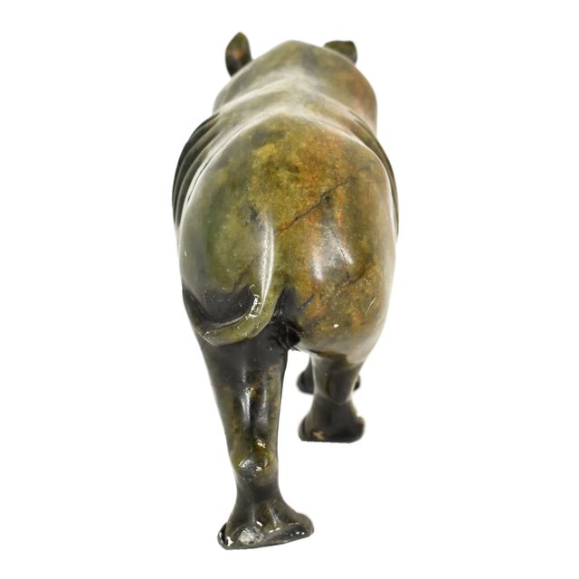 Late 20th Century Verdite Rhino Stone Sculpture For Sale - Image 4 of 6