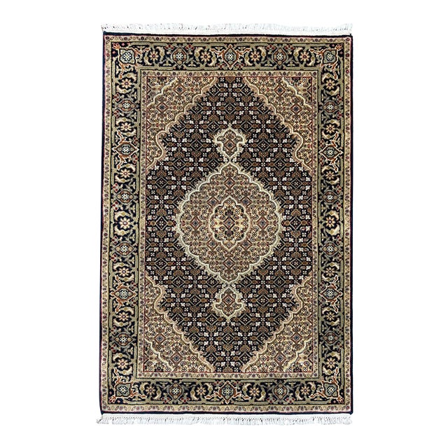Vintage Persian Tabriz Mahi Fish Wool Rug 2’7” X 4’1” For Sale