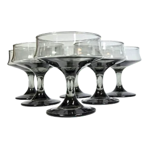 Smoky Grey Champagne Coupes- Set of Six
