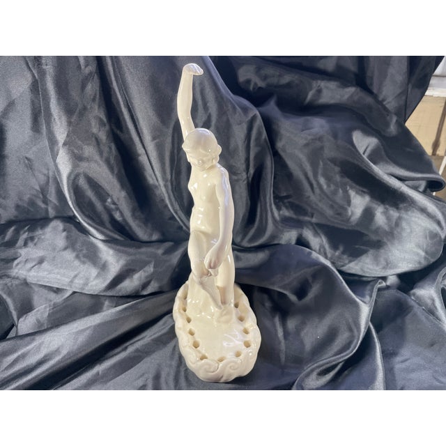 C. 1927 Art Deco White Ceramic Dancing Woman Figural Flower Frog by Cowan For Sale In New York - Image 6 of 12