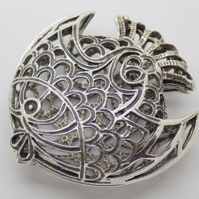 Vintage Italian Handmade Silver Tropical Fish Figurine, Naples, 1980s For Sale - Image 4 of 14