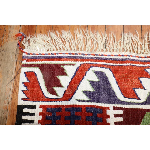 Rustic Mid 20th Century Zabihi CollectionTurkish Kilim Prayer Scatter Size Rug For Sale - Image 3 of 18