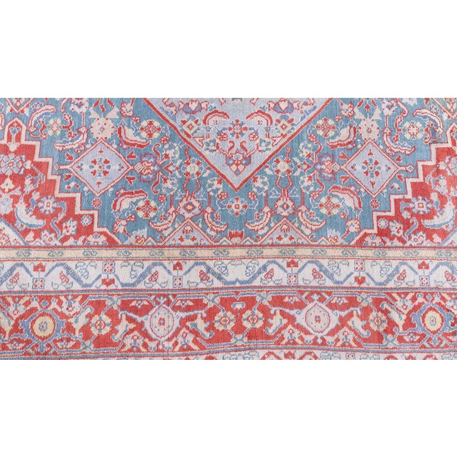 An early 20th century Agra cotton antique rug from North India, the powder blue field with medallions, serrated leaves,...