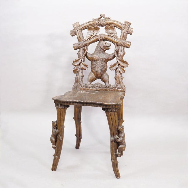 Antique Black Forest Carved Bear Chair, Brienz, Circa 1880s For Sale - Image 4 of 12
