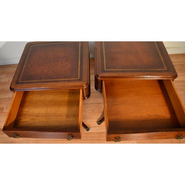 1930s Pair of English Regency Mahogany Side Tables / End Tables For Sale - Image 12 of 15