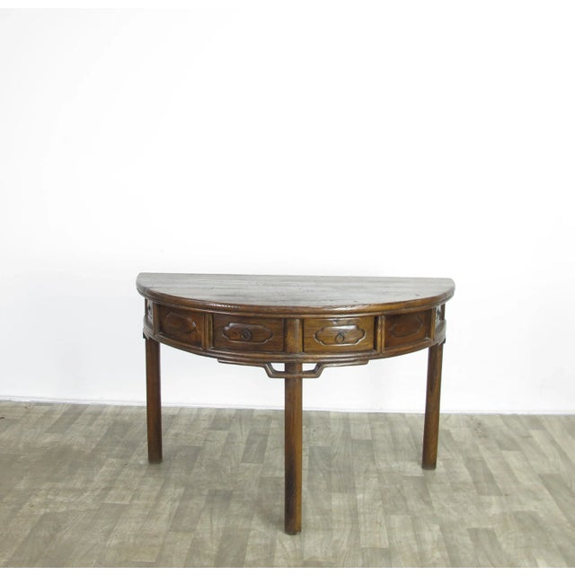 Chinese Half Moon Antique Chinese Hallway Console Table For Sale - Image 3 of 10