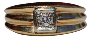 The Holguin: Gentlemen's 14K Gold Cocktail Ring set with Diamonds