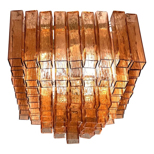 Early 21st Century Italian Amber-Rosè Squared Murano Glass Squared Flush Mount by Simoeng for Simoeng For Sale - Image 5 of 5