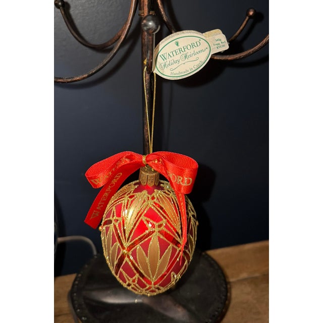 2000 - 2009 Waterford Crystal Heirloom Red and Gold Christmas Ornament - 2003 For Sale - Image 5 of 9