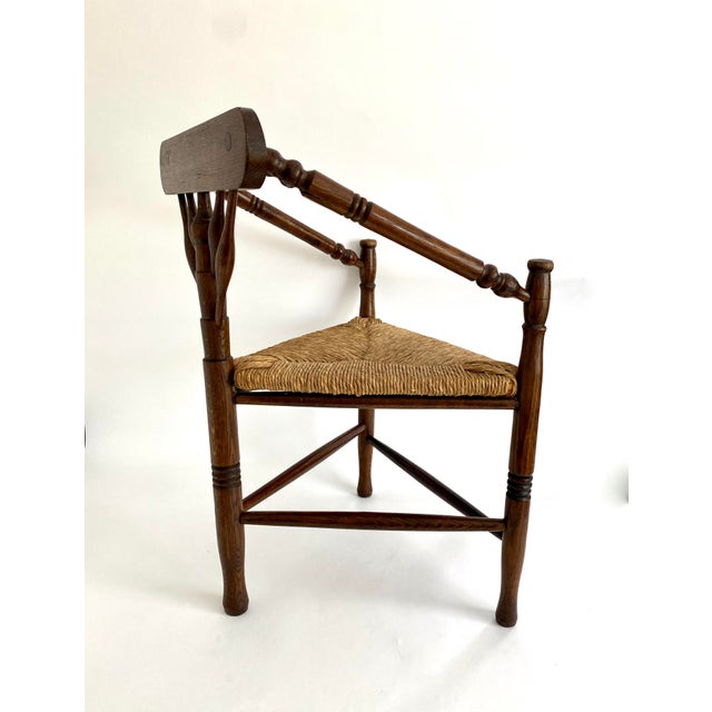 Dutch Oak Corner Triangle Chair Early 20th C For Sale - Image 9 of 11