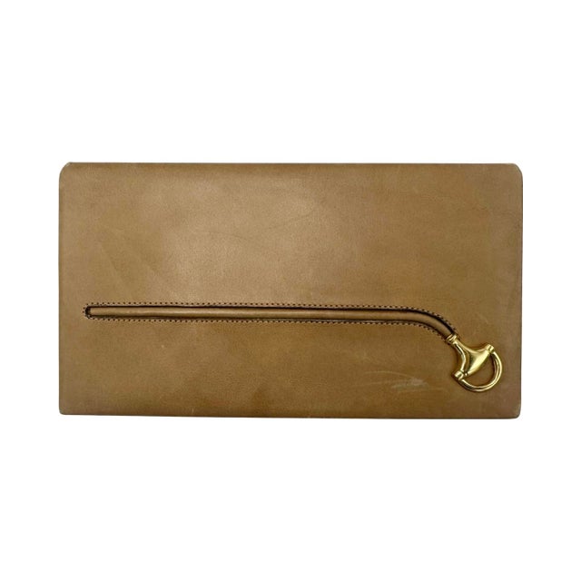 Vintage Mid-Century Gucci Brown Leather Box With Horsebit Detail For Sale - Image 12 of 13