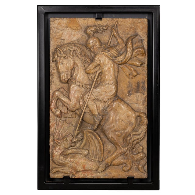 Italian Artist, Plaque of George Slaying the Dragon, 1870, Marble For Sale