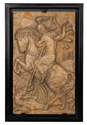 Italian Artist, Plaque of George Slaying the Dragon, 1870, Marble
