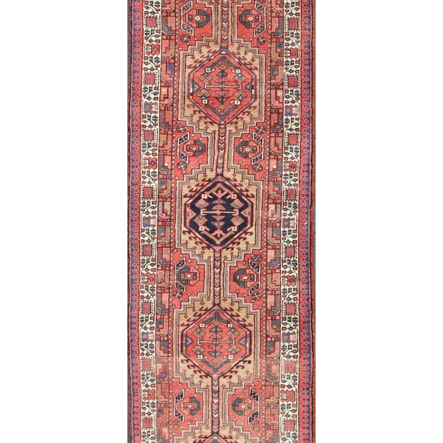 Tribal Antique Persian Heriz-Serapi Long Runner 3′6″ × 15′6″ For Sale - Image 3 of 13