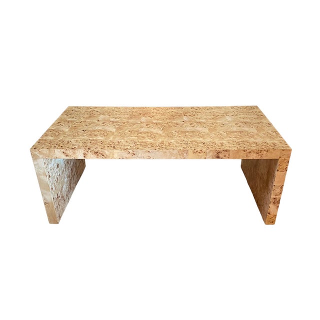 Oslo Burl Wood Veneer Waterfall Coffee Table by Wisteria, Manner of