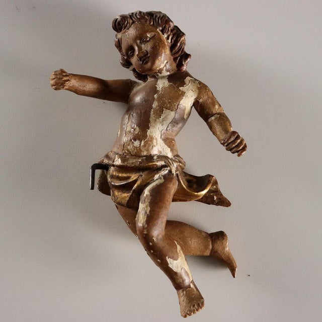 Goldenrod Wooden Cherubs, Set of 2 For Sale - Image 8 of 13