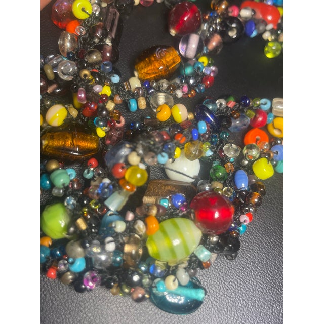 Tribal Antique Necklace Venetian Lampwork and Bohemian Molded Glass Beads For Sale - Image 3 of 10