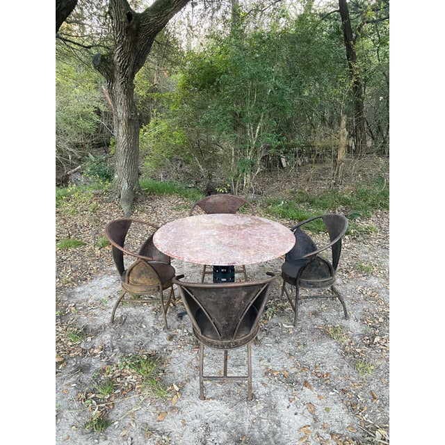 Marble + Iron Cleo Baldon-Style Dining Table + 5 French Bistro Chairs For Sale - Image 17 of 17