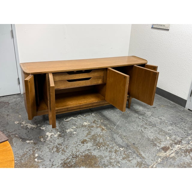 American of Martinsville Mid Century Walnut Sideboard Buffet Credenza For Sale - Image 9 of 12