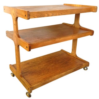 Modern Wood 3-Tier Bar Cart For Sale