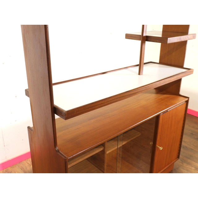 Wood Mid Century Modern Teak Bar Cocktail Display Cabinet by Turnidge of London Danish Style For Sale - Image 7 of 11