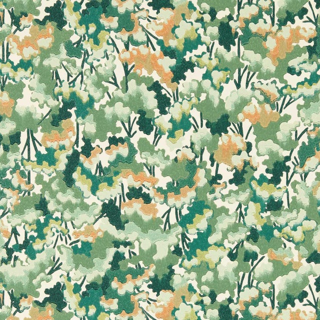 Harlequin Tree Tops Wallpaper in Forest/Clay/Evergreen - a Sample For Sale