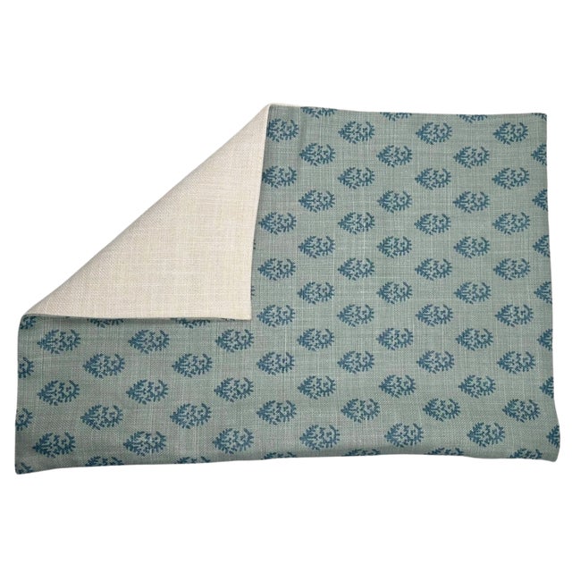 Rajmata Floral Pillow Cover in Blue/Blue, 12x20 Pillow For Sale - Image 4 of 4
