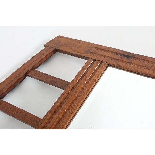 Art Deco Mirror in Wood with Facet Cut Mirror, 1930s For Sale - Image 4 of 11