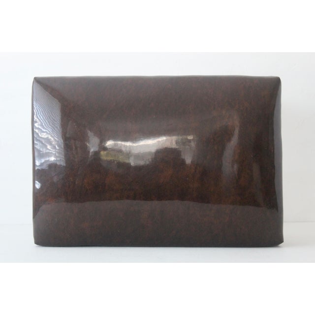 Vintage Louis XVI Style Wood Frame X Base Bench Faux Burl Wood Seat For Sale - Image 14 of 18