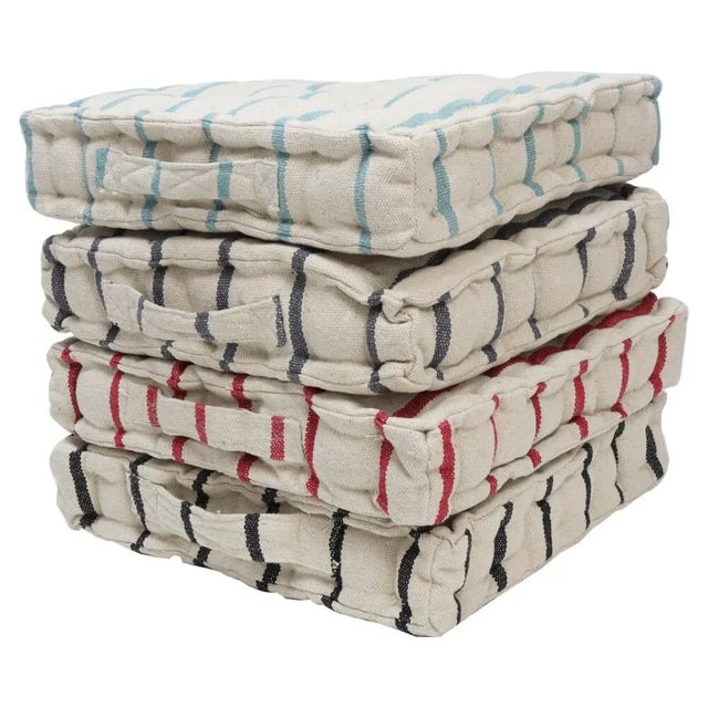 Austin Stripe Red Floor Cushion For Sale In Detroit - Image 6 of 6