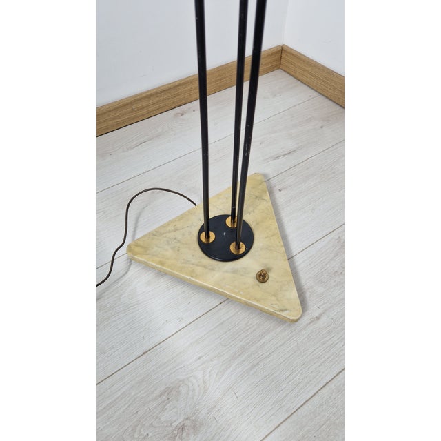 1950s Iron and Brass Floor Lamp with Three Cylindrical Glass Panes from Stilnovo, 1950s For Sale - Image 5 of 11