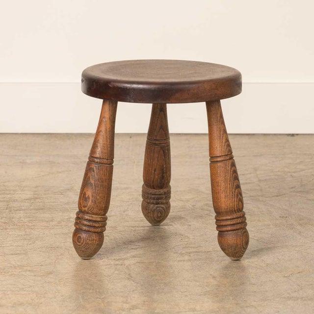 French 1950s Short French Wood Tripod Stool For Sale - Image 3 of 6