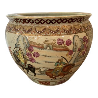 Large Chinoiserie Fishbowl Planter For Sale