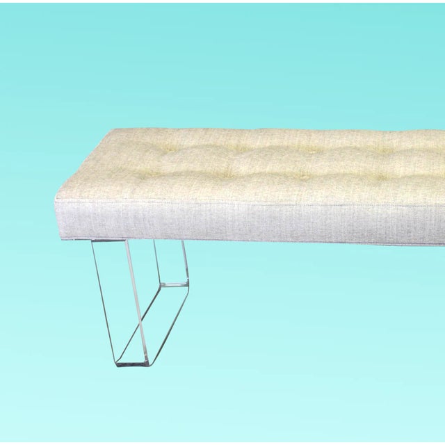 Exclusive infinity style Lucite Bench This bench is upholstered in a beautiful Beige Chenille textile and supported by the...