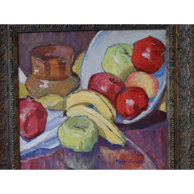 1930s 1930 Mabel Sumerlin: Still Life Apples & Bananas Painting, Framed For Sale - Image 5 of 6
