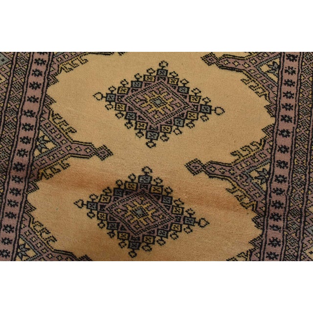 Textile Bokhara Jaldar Rug 3’1” X 4’9” Beige Wool Tribal Hand-Knotted Oriental Carpet For Sale - Image 7 of 11