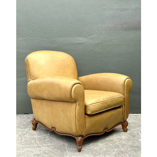 Art Deco Vintage Ralph Lauren Deco Leather Club Chair For Sale - Image 3 of 12
