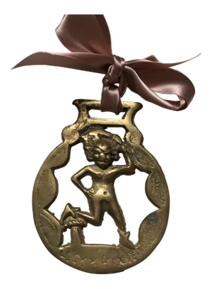 Antique English Horse Brass Christmas Ornament Magic Imp Pixie Goblin