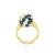 Contemporary Blue-Sapphire Diamond 18k Yellow Gold Sphere Ring Size 8.5 For Sale - Image 3 of 5